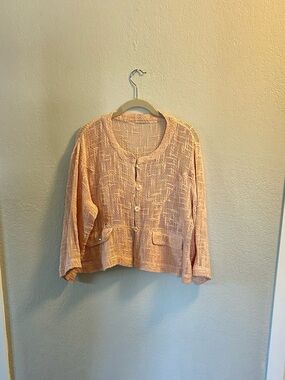 Light Peach Open-Weave Women's Short Jacket